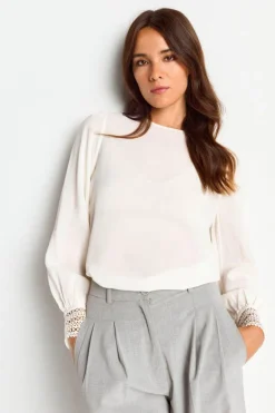 Bluse Mit Manschetten Aus Spitze