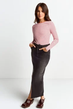 Bodycon-Longsleeve Mit Streifen