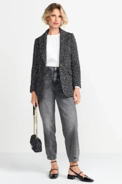 Bouclé-Blazer Mit Statement-Knopf