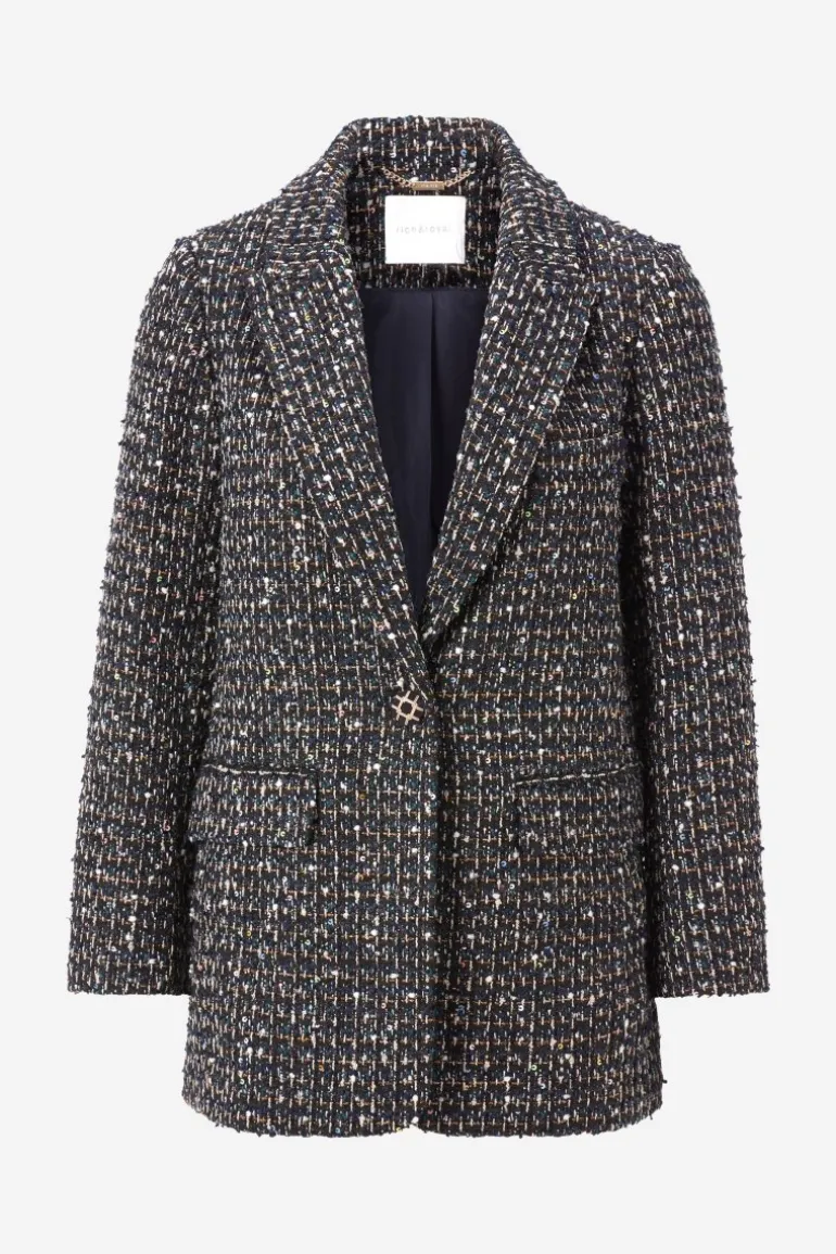 Bouclé-Blazer Mit Statement-Knopf