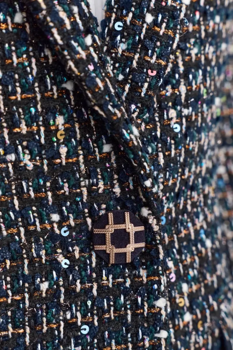 Bouclé-Blazer Mit Statement-Knopf