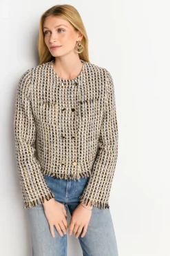 Bouclé-Jacke Mit Fransen