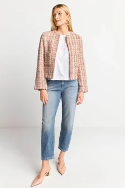 Bouclé-Jacke Mit Rundhalsausschnitt