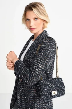 Bouclé-Tasche Mit Goldkette