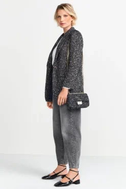 Bouclé-Tasche Mit Goldkette