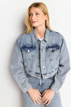 Denim-Jacke Mit Strassdetails