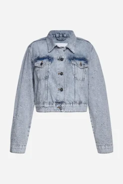 Denim-Jacke Mit Strassdetails