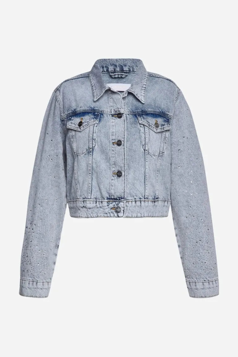 Denim-Jacke Mit Strassdetails