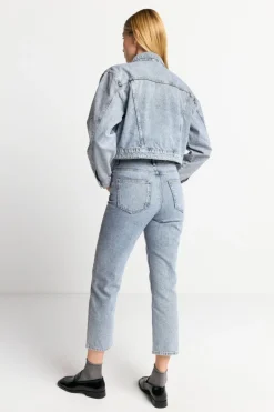 Denim-Jacke Mit Strassdetails