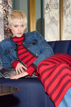 Denim-Jacke Mit Zierborten