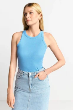 Figurbetontes Rib-Top In Cruise Blue