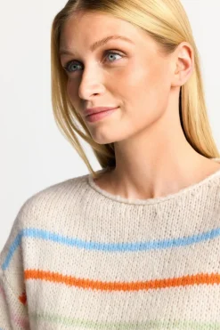 Gestreifter Pullover In Perlweiß