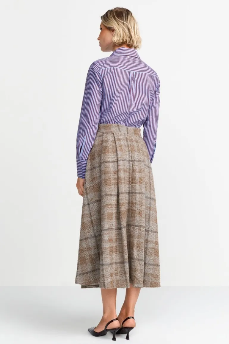 Karierter High-Waist-Midirock