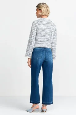 Kurze Bouclé-Jacke In Blauweiß