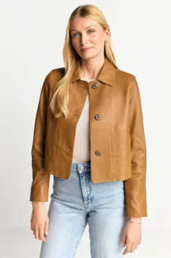 Kurze Lederjacke Mit Kragen