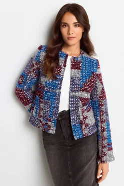 Mehrfarbige Bouclé-Jacke