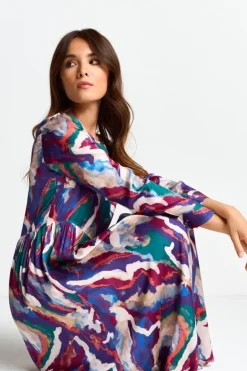 Midikleid Mit Abstraktem Print