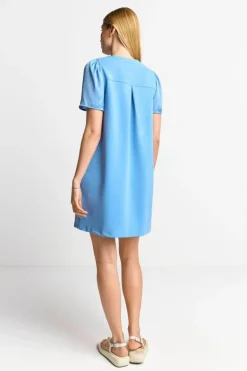 Minikleid Mit Seidigen Puffärmeln