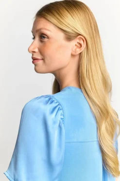 Minikleid Mit Seidigen Puffärmeln