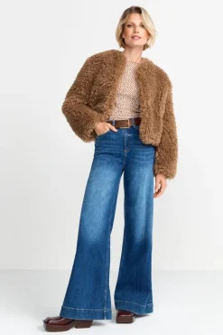 Offene Kunstfelljacke