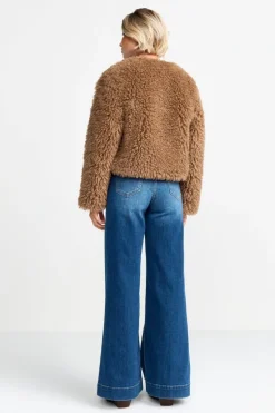 Offene Kunstfelljacke