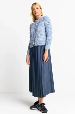 Plisseerock In Denim-Optik