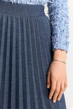 Plisseerock In Denim-Optik