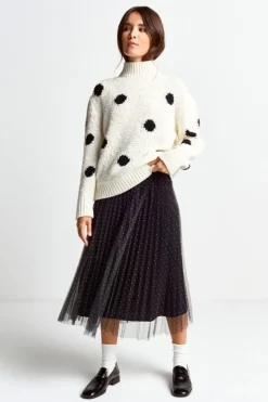 Pullover Mit Blauen Polka Dots