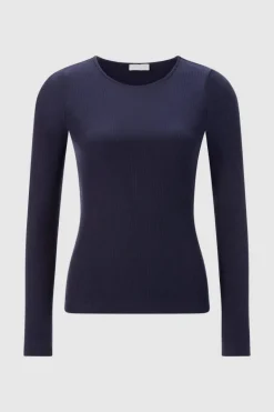 Rib-Longsleeve Mit Rundhals