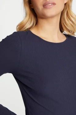 Rib-Longsleeve Mit Rundhals
