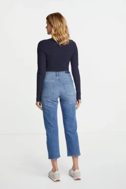 Rib-Longsleeve Mit Rundhals