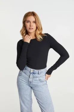 Rib-Longsleeve Mit Rundhals