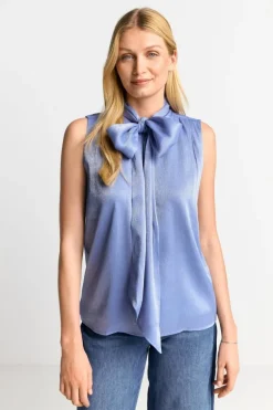 Ärmellose Schluppenbluse Mit Glanzeffekt