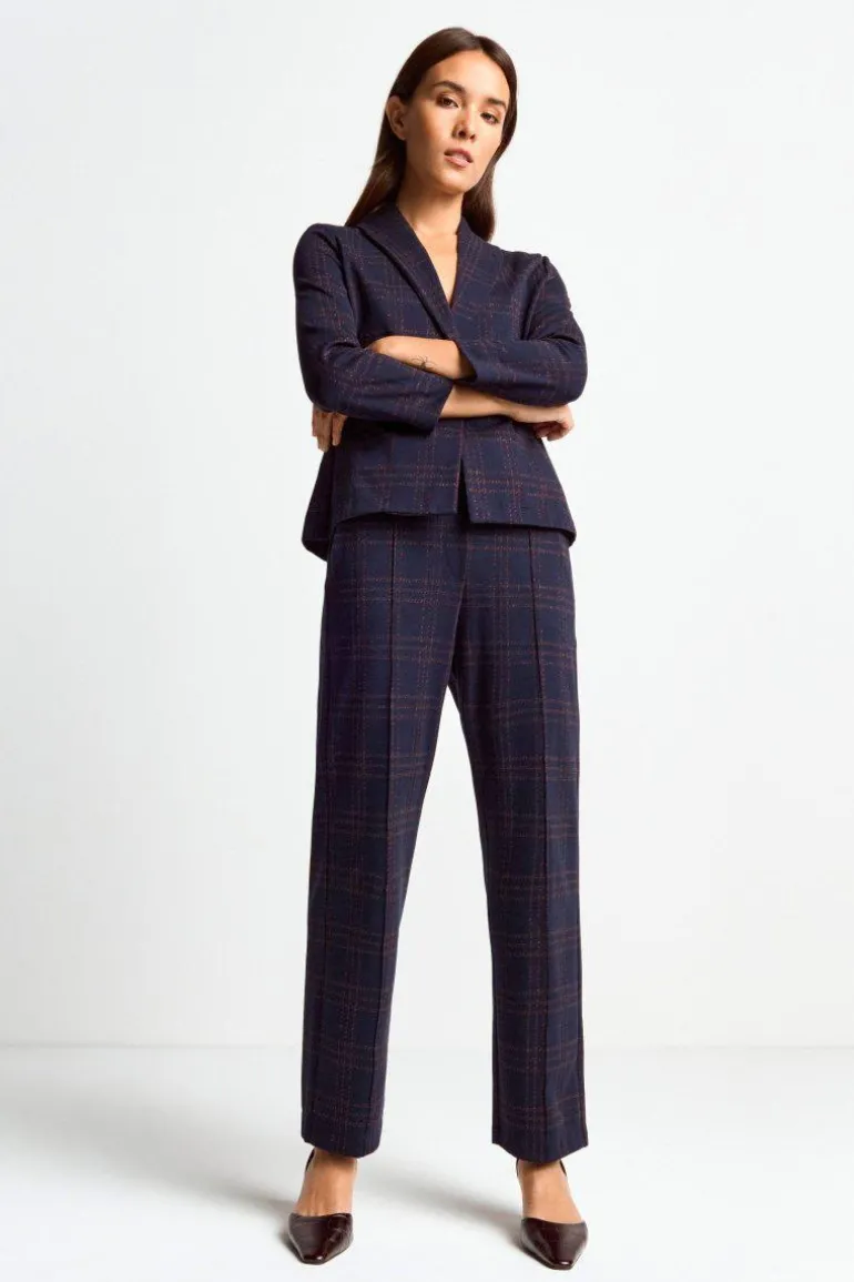 Stoffhose Mit Karomuster Und Bügelfalte