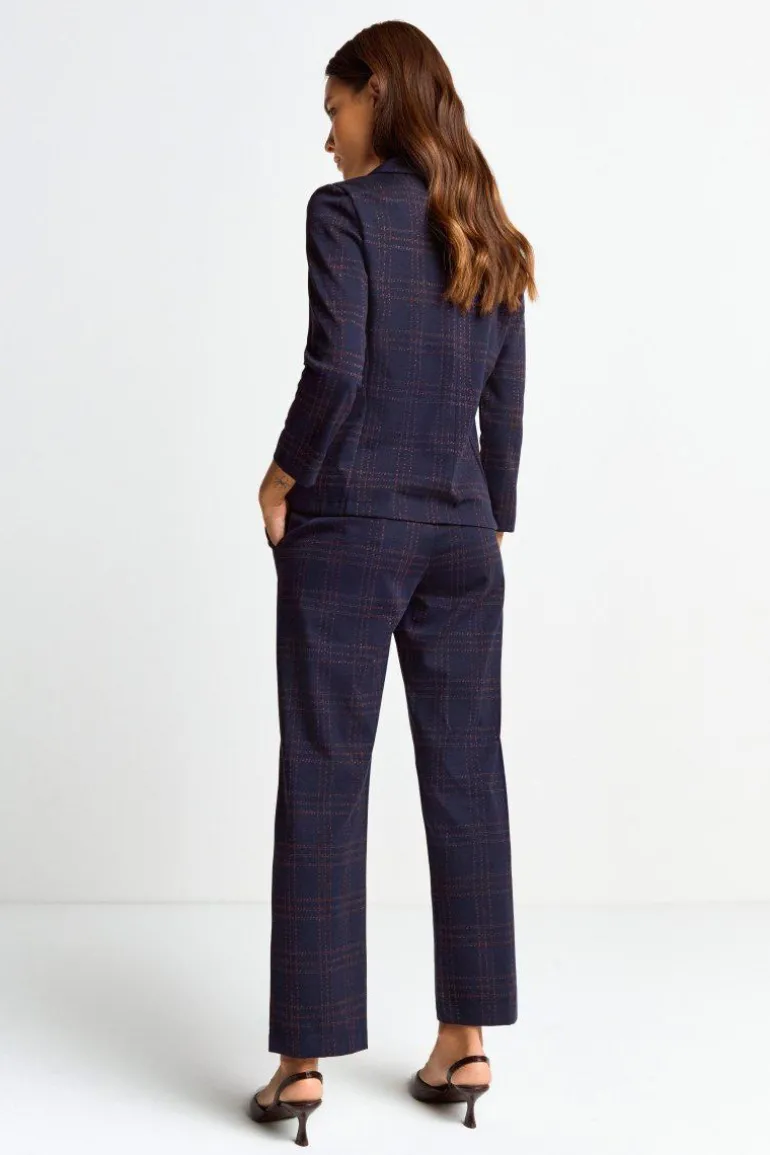 Stoffhose Mit Karomuster Und Bügelfalte