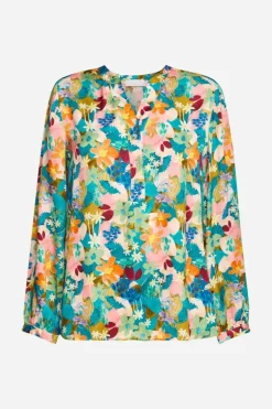 V-Neck-Bluse Mit Knöpfen