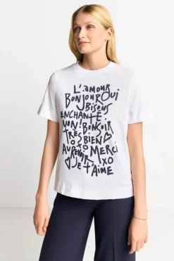 Weißes T-Shirt Mit Statement-Print
