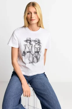 Weißes T-Shirt Mit Statement-Print